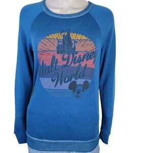 Walt Disney World Vintage Sweatshirt Women XS Blue Top Retro Shirt Park 1971 Fun